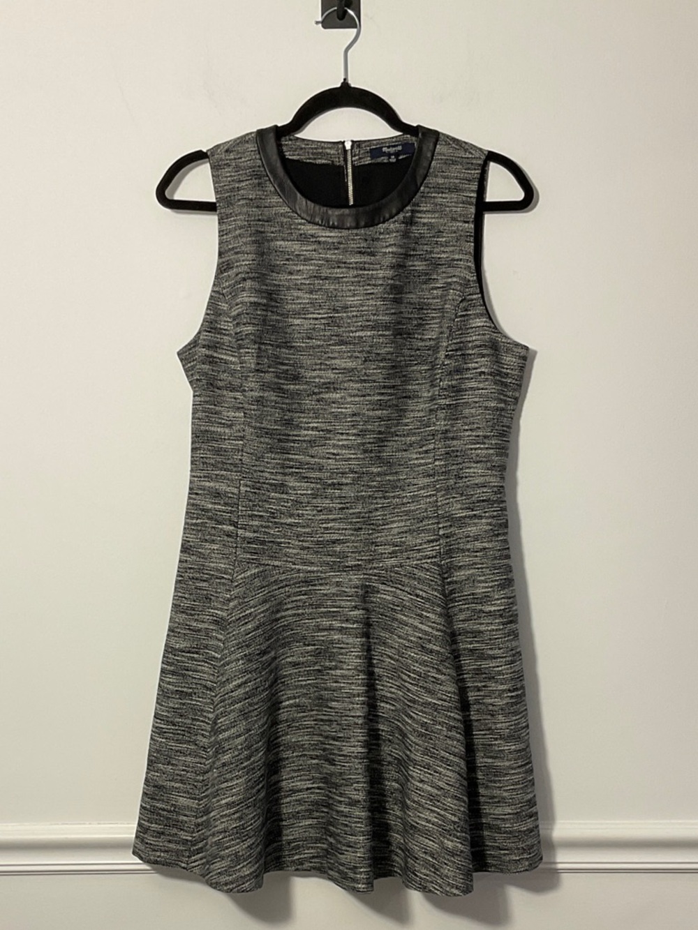 Madewell Gray & Black Sleeveless Fit-and-Flare Dress